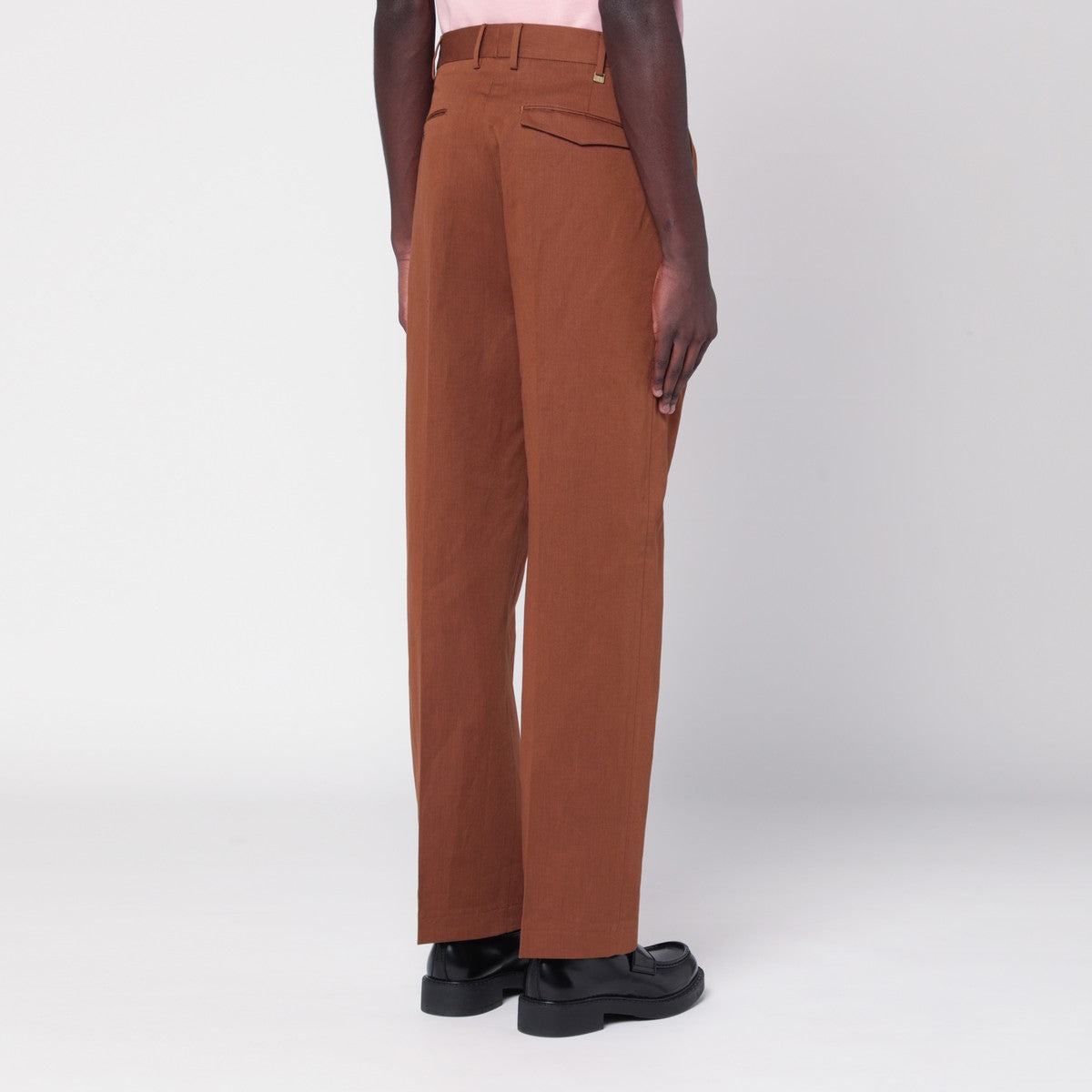 PT Torino Brown cotton and linen trousers PT Torino