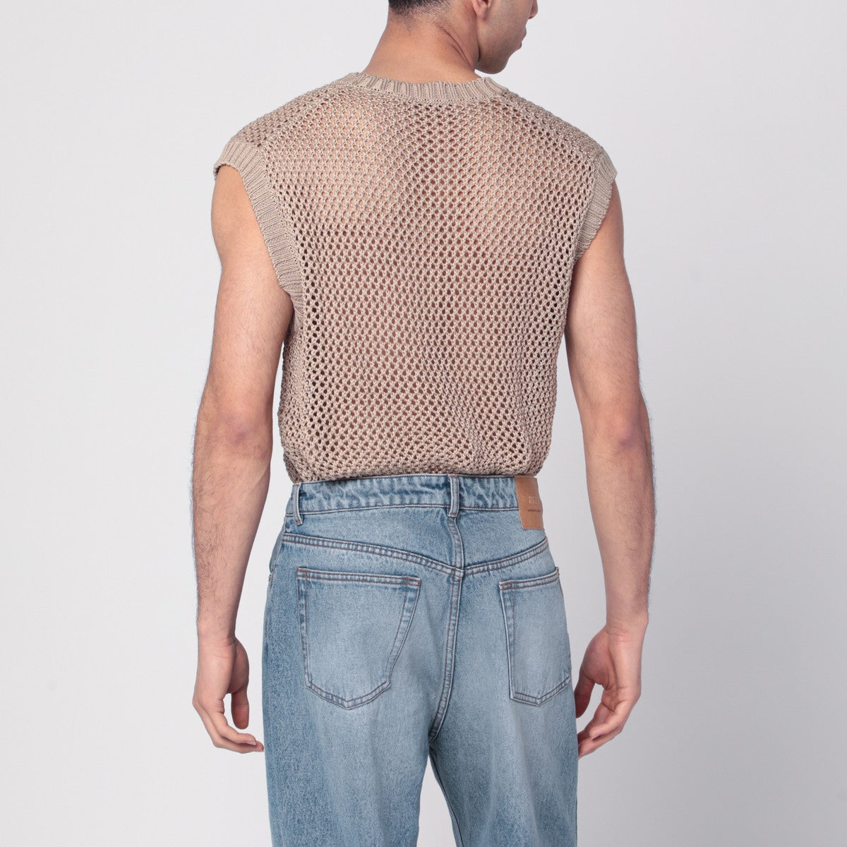 Tagliatore Perforated dove grey cotton waistcoat Tagliatore