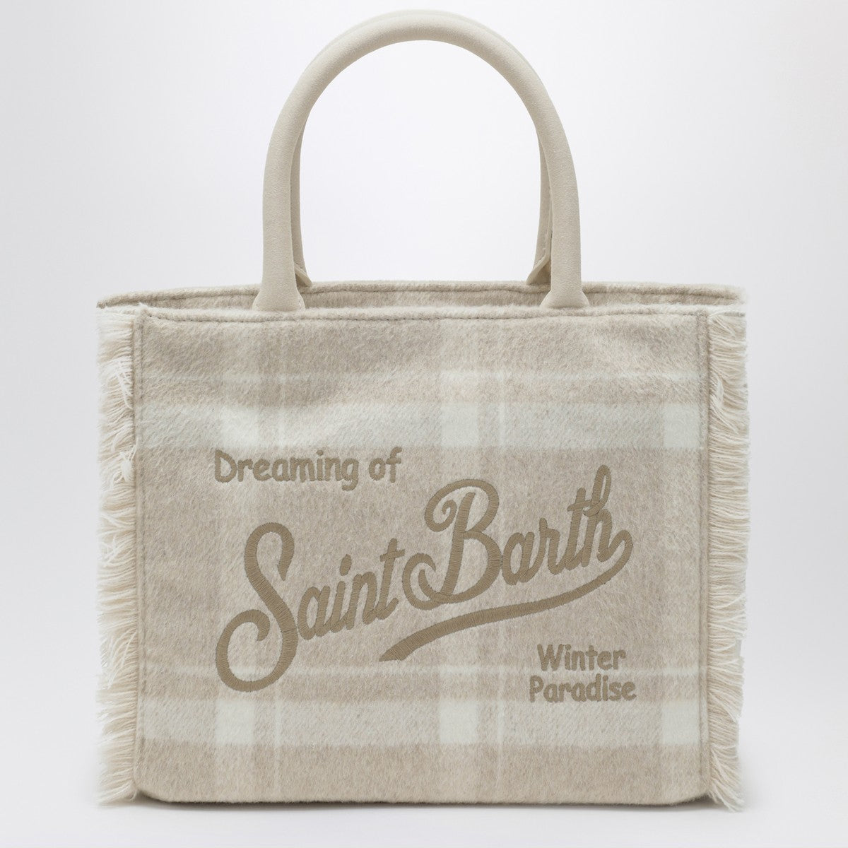 MC2 Saint Barth Light beige check-pattern Vanity tote bag MC2 Saint Barth