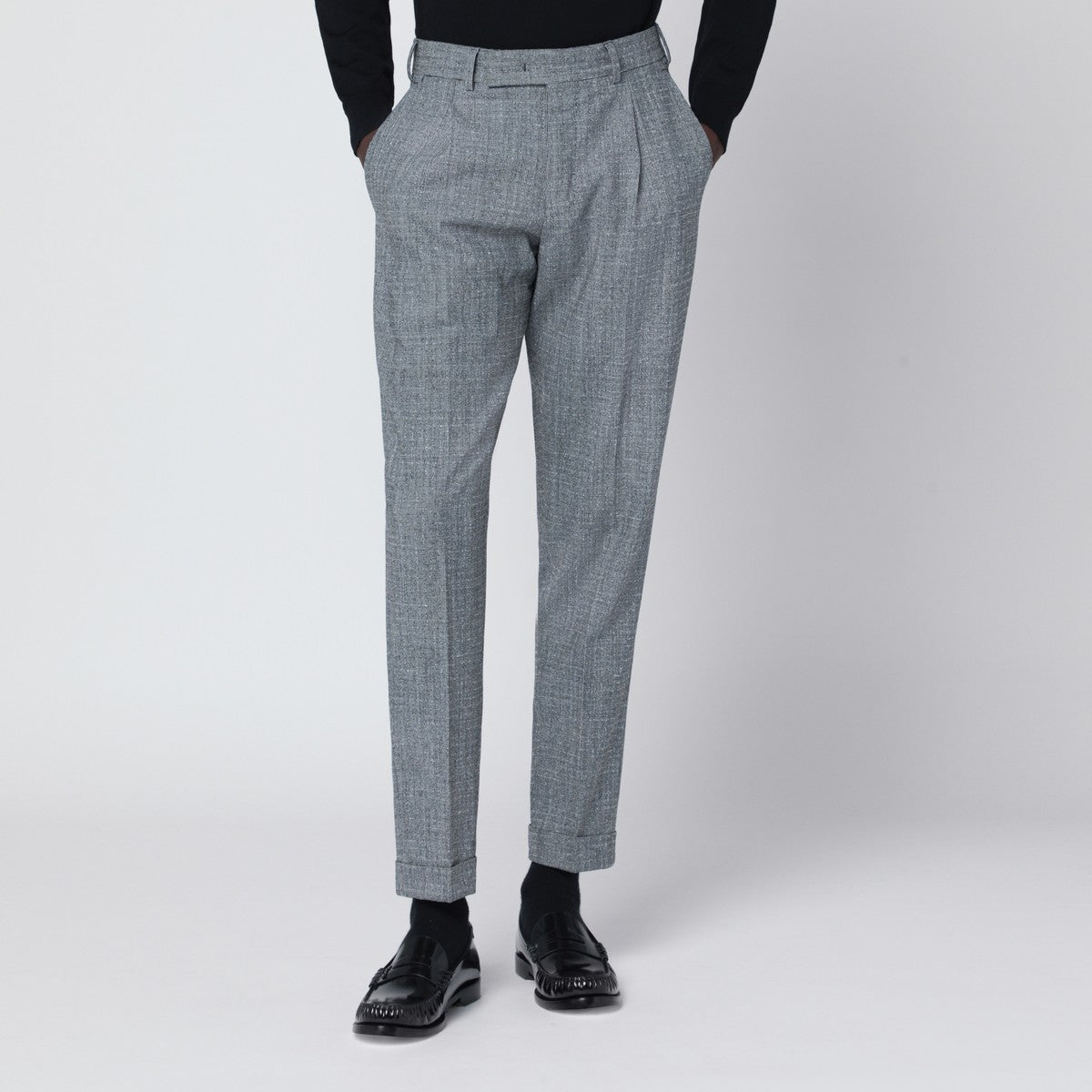 PT Torino Gray patterned wool and cashmere trousers PT Torino