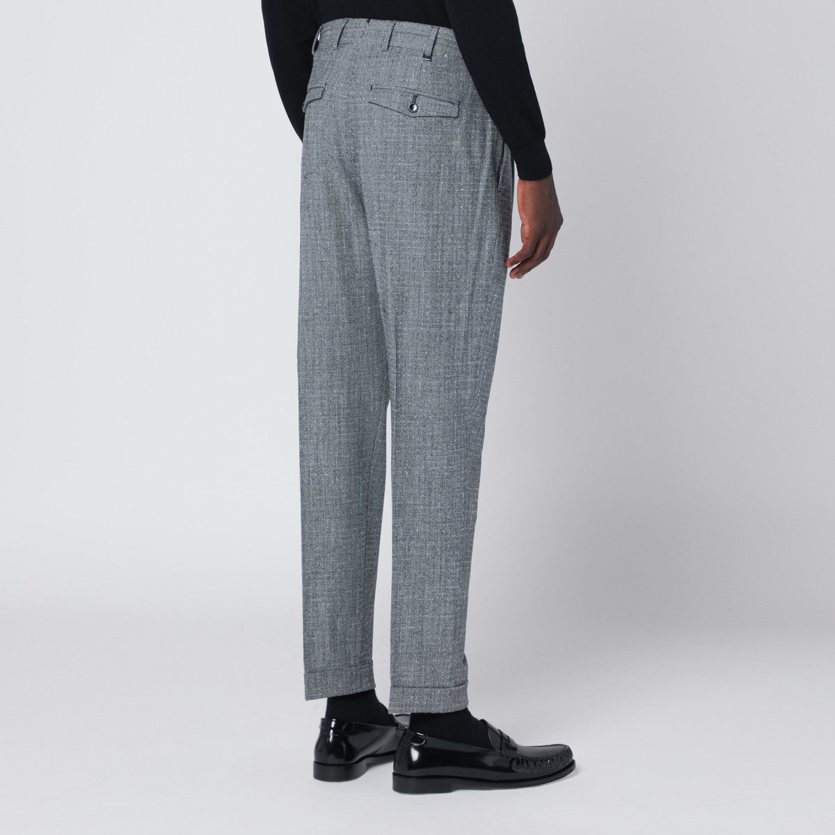 PT Torino Gray patterned wool and cashmere trousers PT Torino