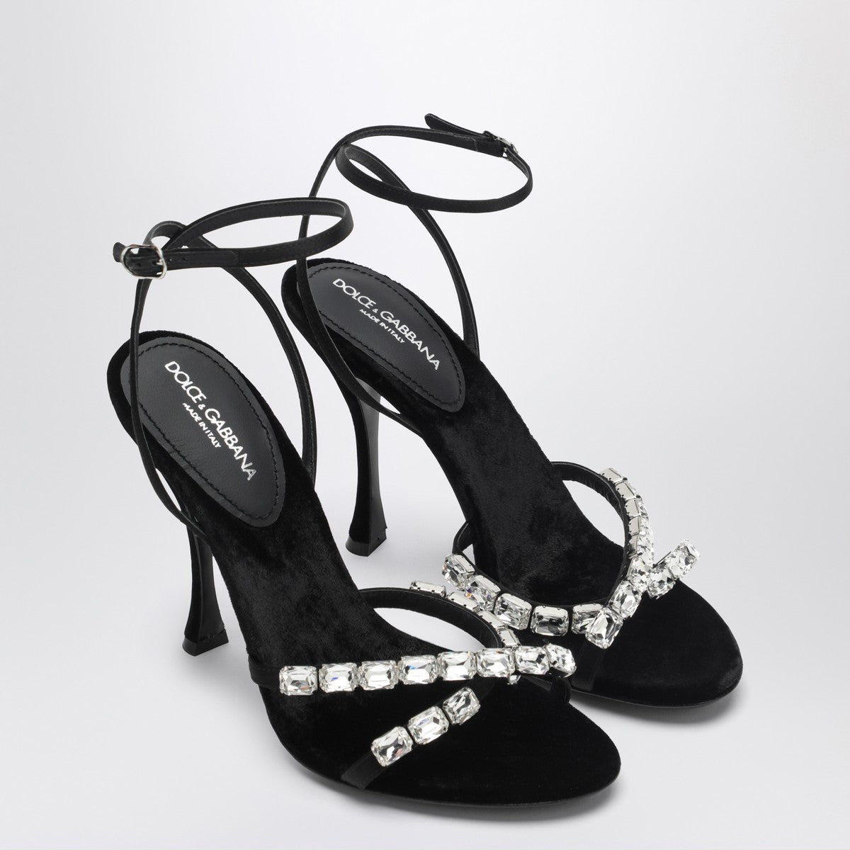 Dolce & Gabbana Dolce&Gabbana Black satin sandal with stones Dolce & Gabbana