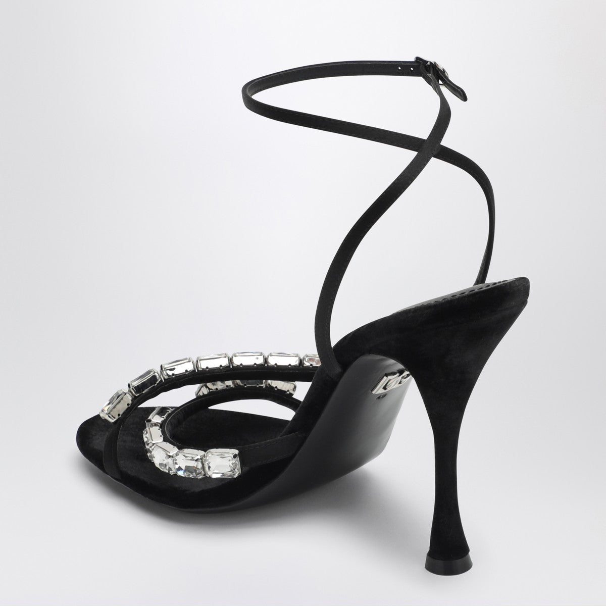 Dolce & Gabbana Dolce&Gabbana Black satin sandal with stones Dolce & Gabbana