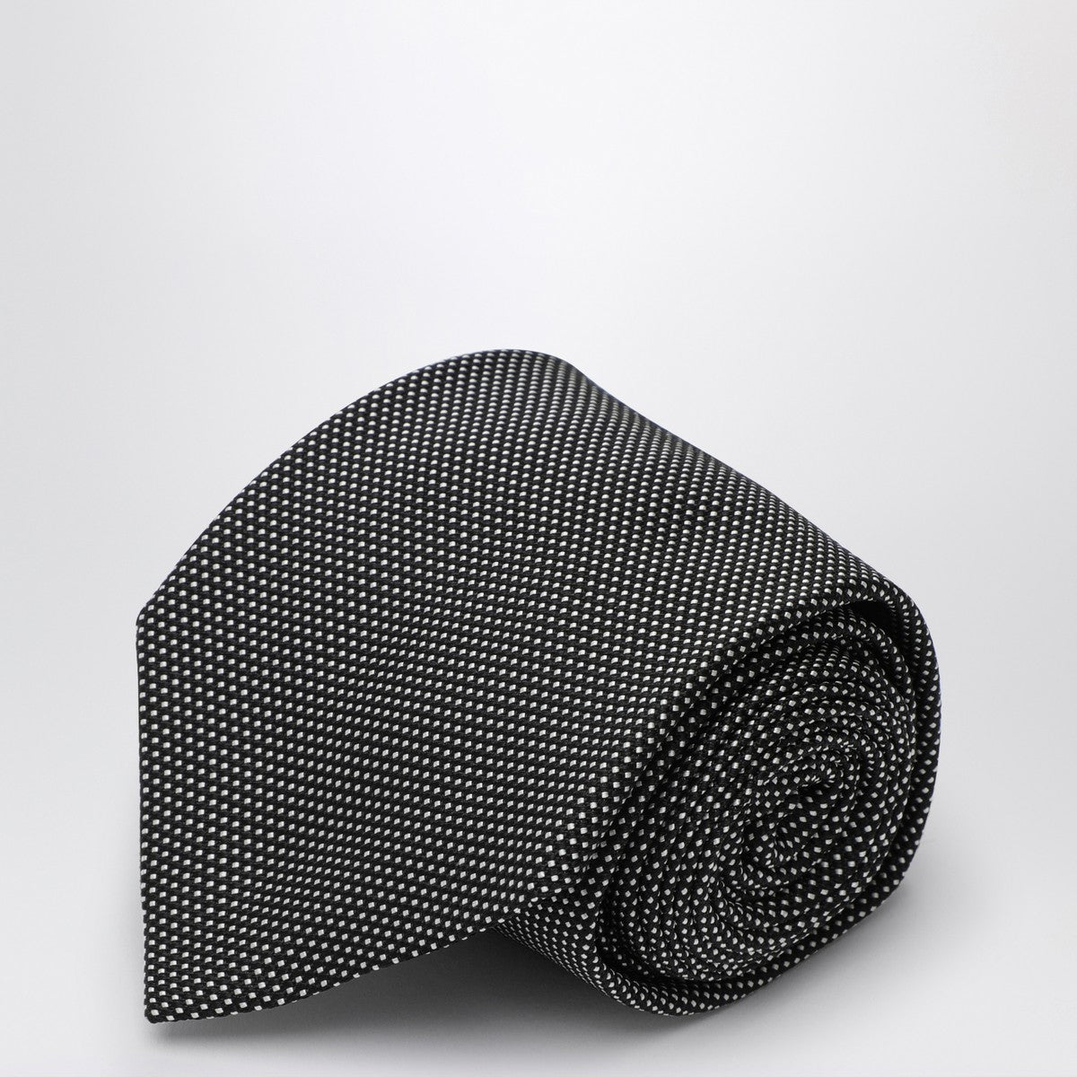 Destin Black/white silk small polka dot tie Destin
