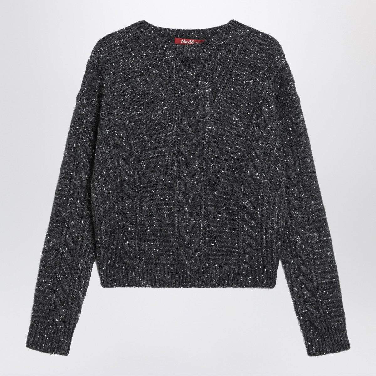 Max Mara Studio Anthracite boxy sweater in alpaca blend Max Mara Studio