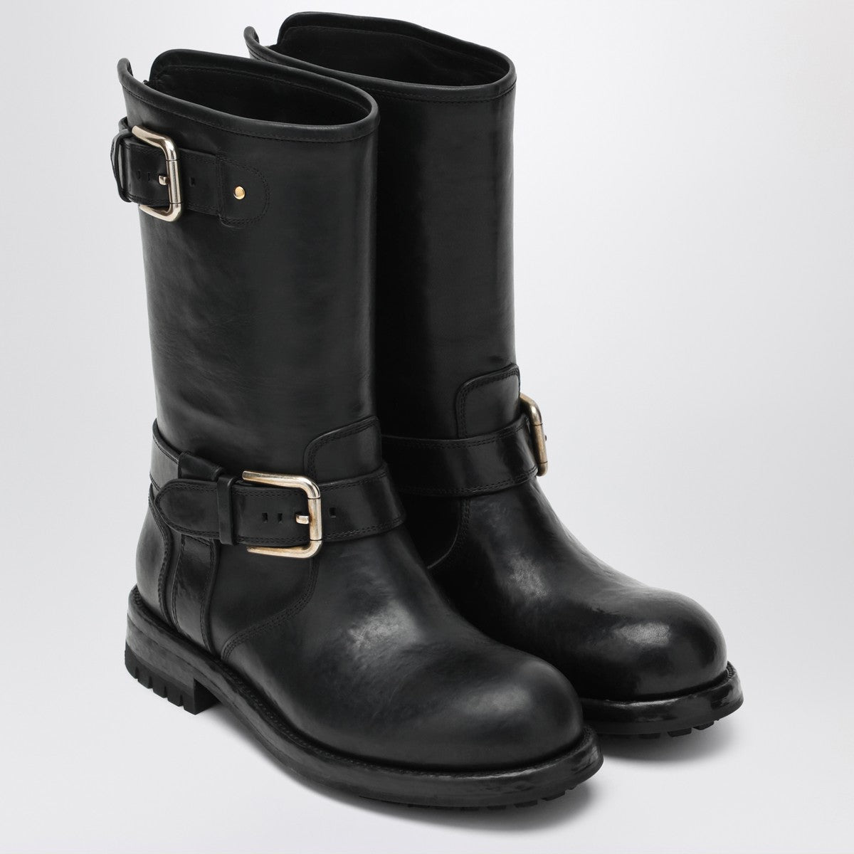Dolce & Gabbana Dolce&Gabbana Black leather boot with buckles Dolce & Gabbana
