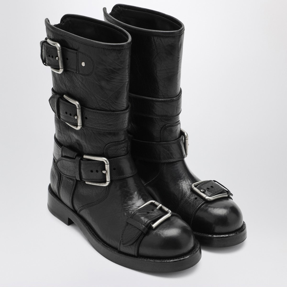 Dolce & Gabbana Dolce&Gabbana Black leather boots with straps Dolce & Gabbana