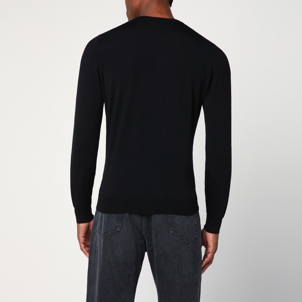 Drumohr Black wool crew neck sweater Drumohr