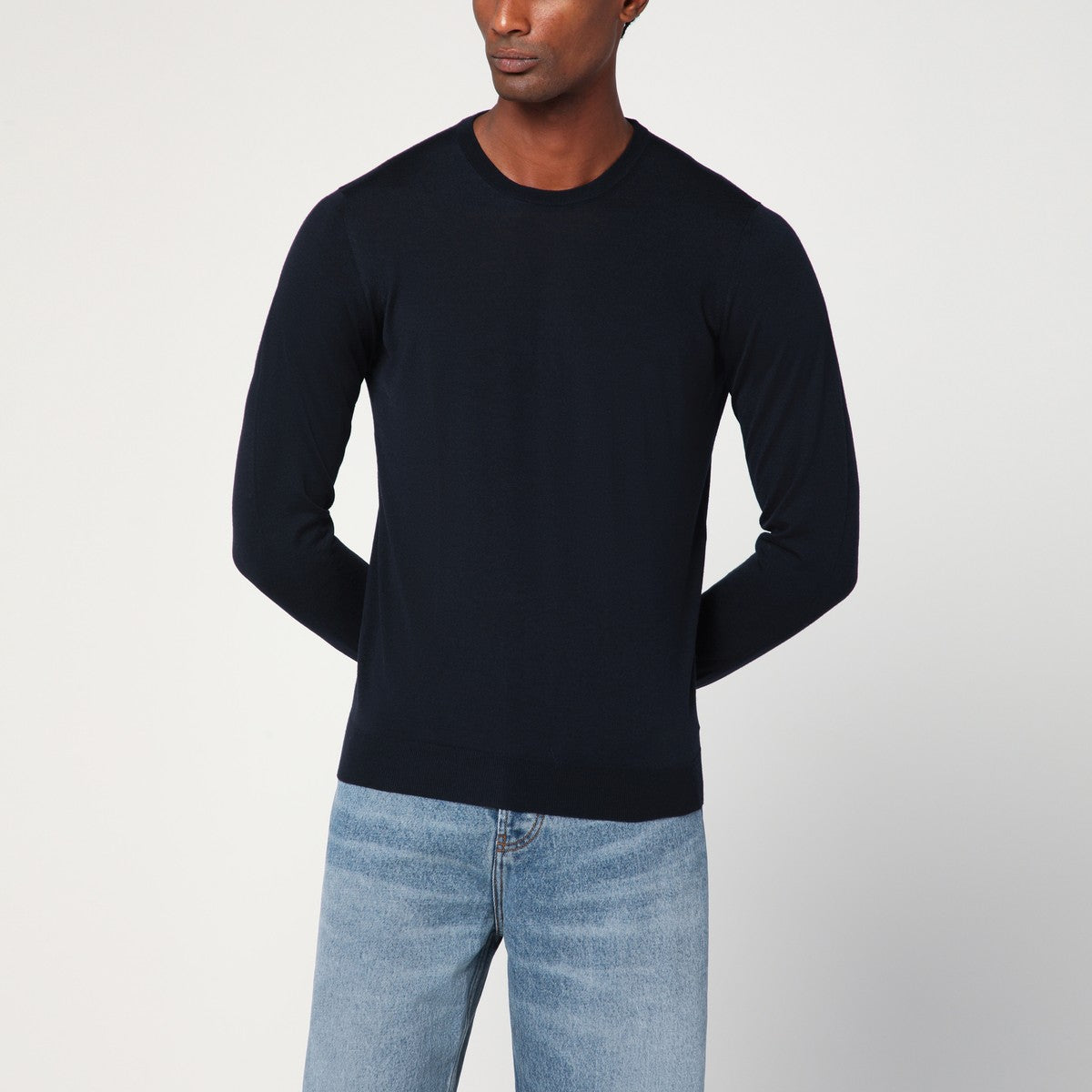 Drumohr Navy blue wool crew neck sweater Drumohr