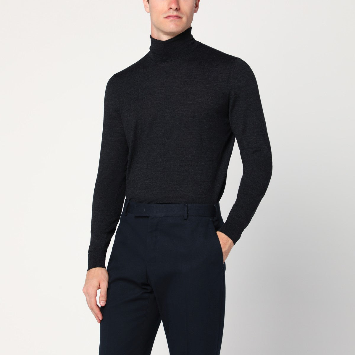 Drumohr Charcoal wool turtleneck sweater Drumohr