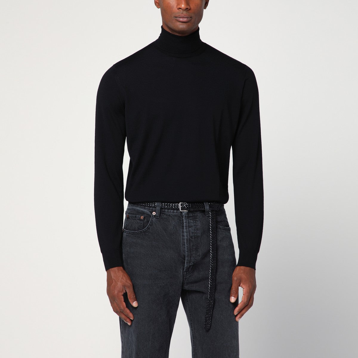 Drumohr Black wool turtleneck sweater Drumohr