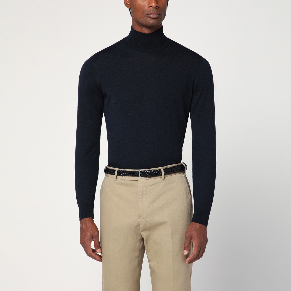 Drumohr Navy blue wool turtleneck sweater Drumohr