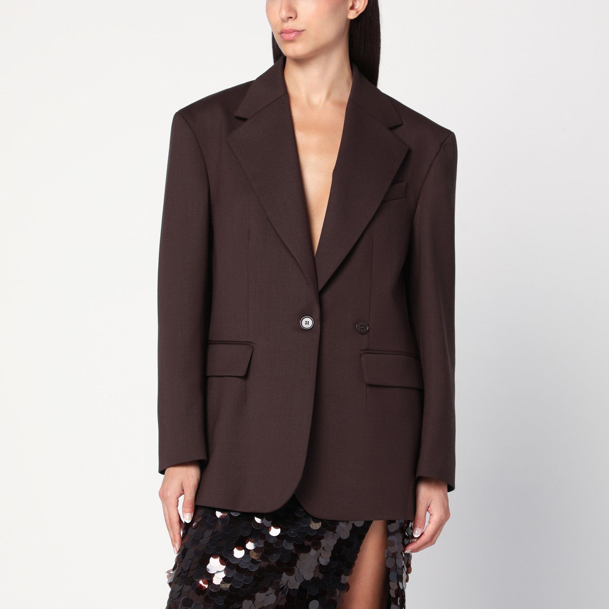 P.A.R.O.S.H. Single-breasted brown wool jacket