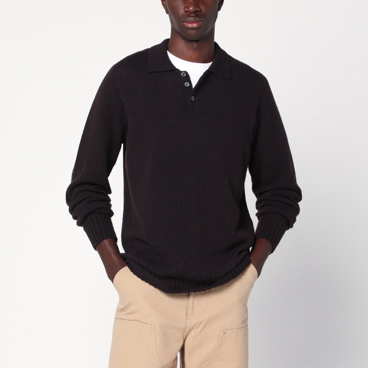 Drumohr Brown lambswool polo Drumohr