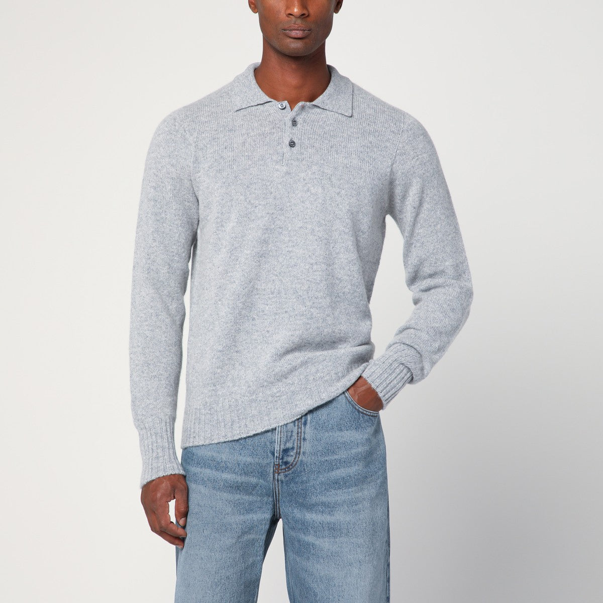 Drumohr Grey lambswool polo Drumohr