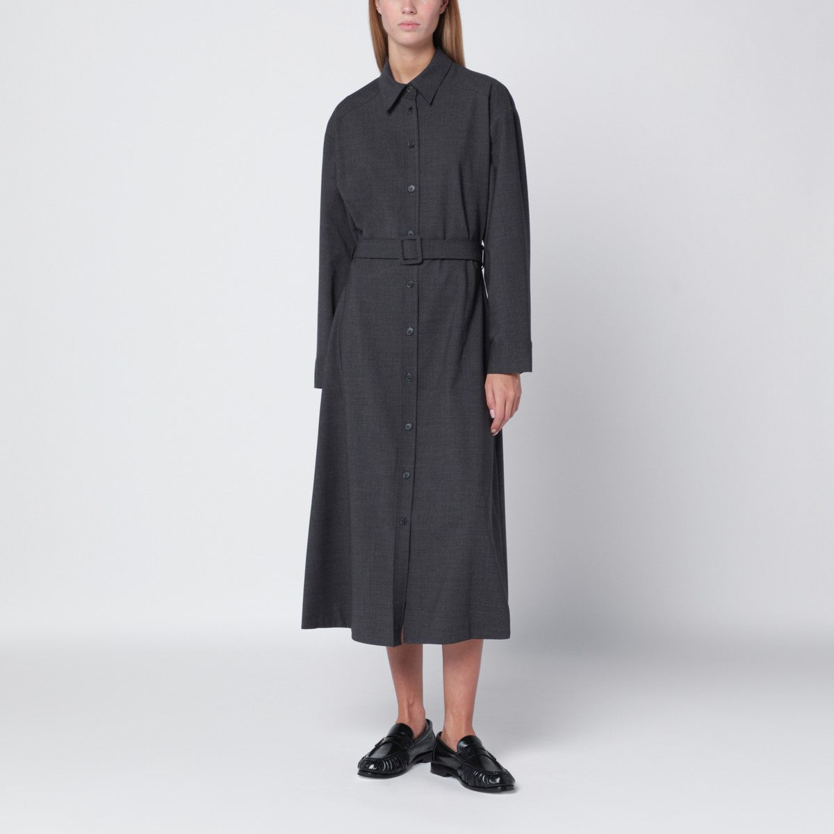 P.A.R.O.S.H. Anthracite grey belted shirt dress P.A.R.O.S.H.