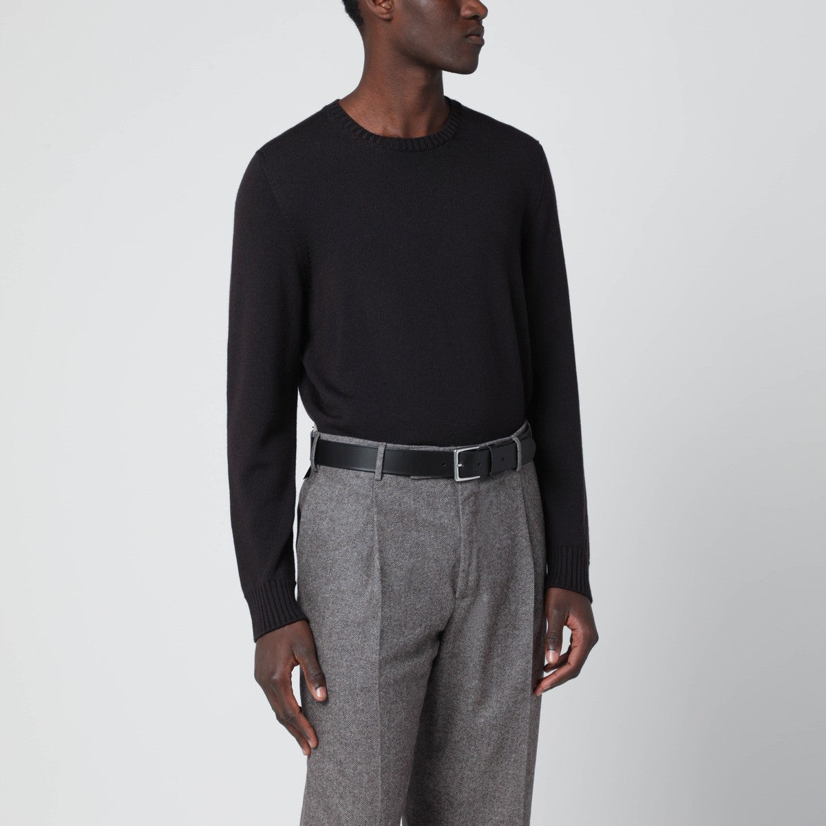 Drumohr Truffle coloured wool crew neck sweater Drumohr