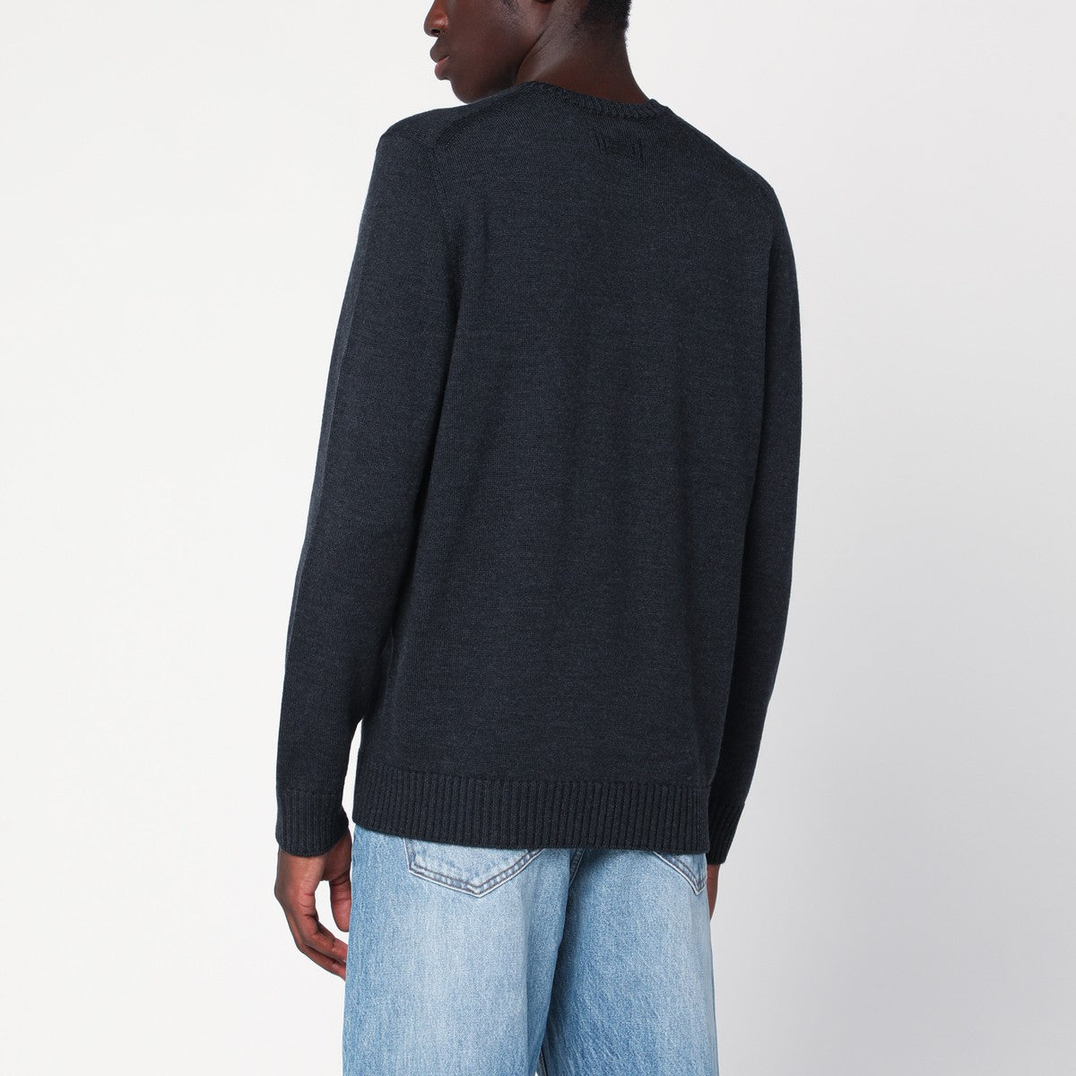 Drumohr Charcoal grey wool crew neck sweater Drumohr