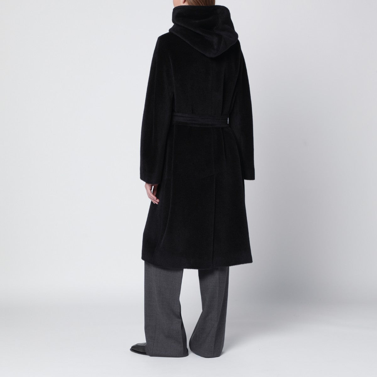 Tagliatore Black alpaca and wool-blend coat with hood Tagliatore