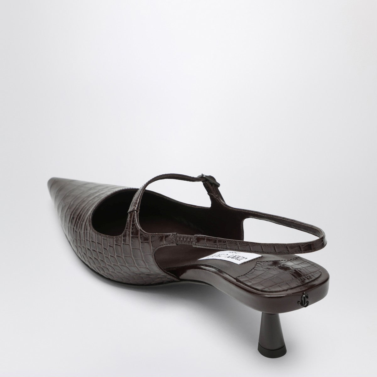 Jimmy Choo Didi 45 brown crocodile effect neckline Jimmy Choo