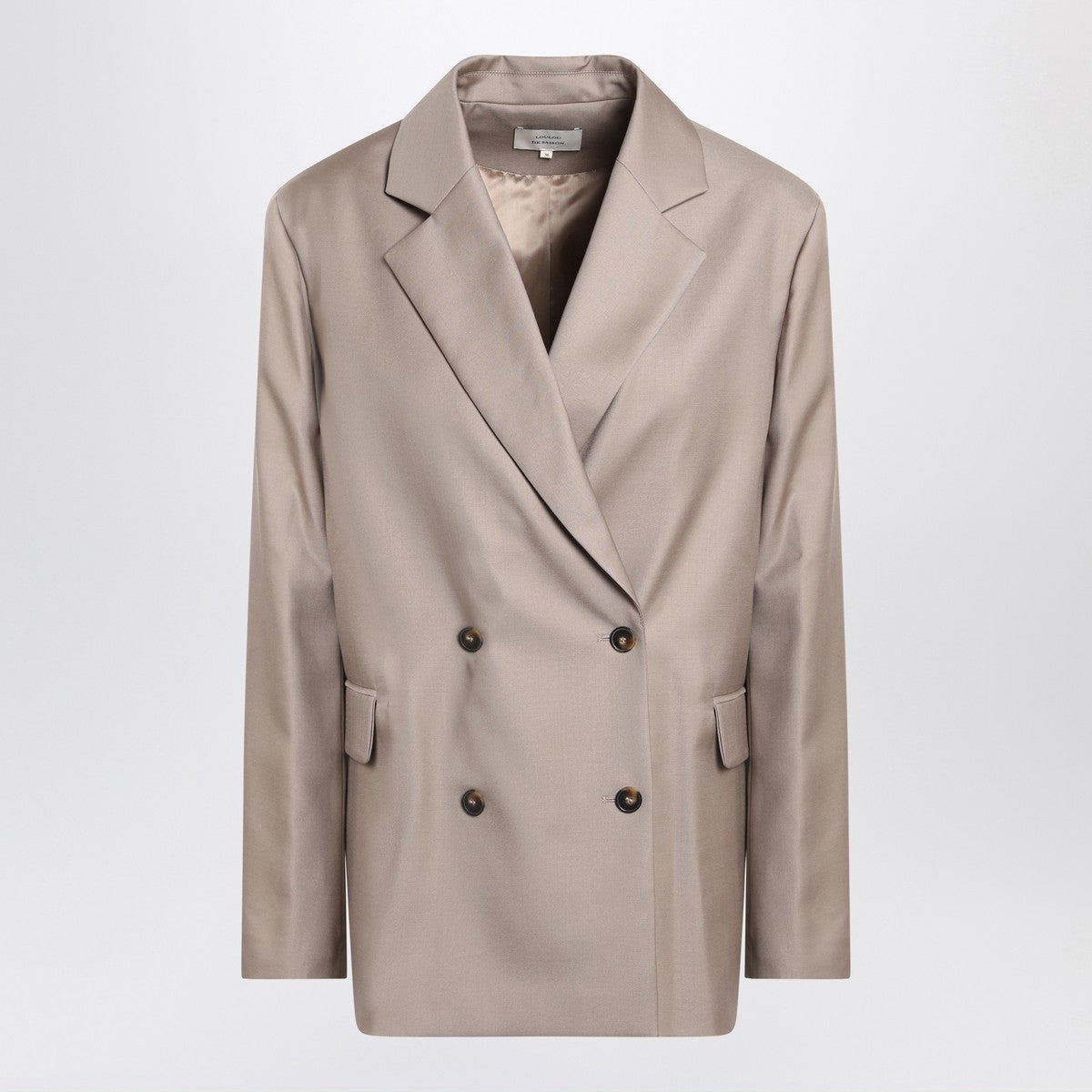LouLou De Saison Double-breasted wool jacket in taupe color LouLou De Saison