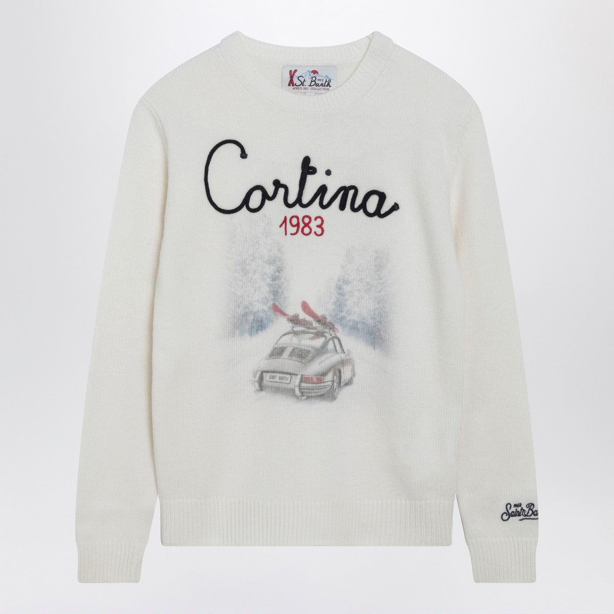 MC2 Saint Barth White wool-blend sweater with Cortina embroidery MC2 Saint Barth