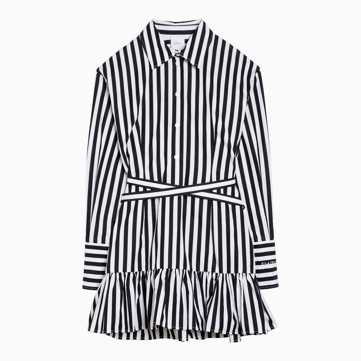 Patou Black/white striped cotton mini chemisier dress Patou