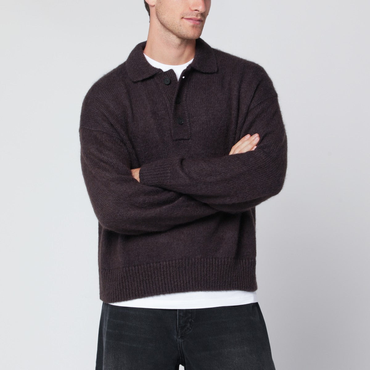 STUDIO NICHOLSON Brown mohair-blend sweater Studio Nicholson