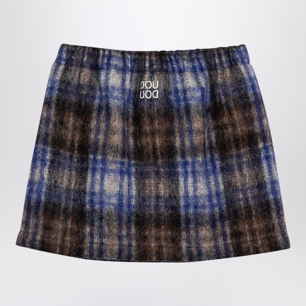Douuod Grey/blue wool blend checked skirt Douuod