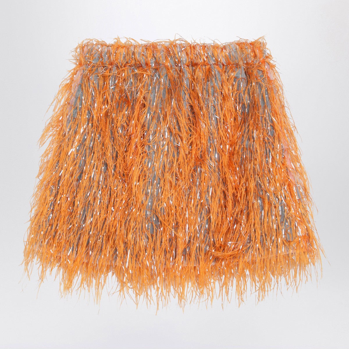 Douuod Orange Maracaibo skirt with feathers Douuod