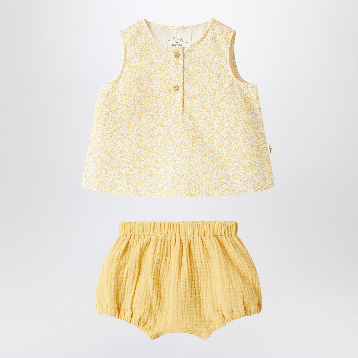 Teddy & Minou Yellow outfit with floral print Teddy & Minou