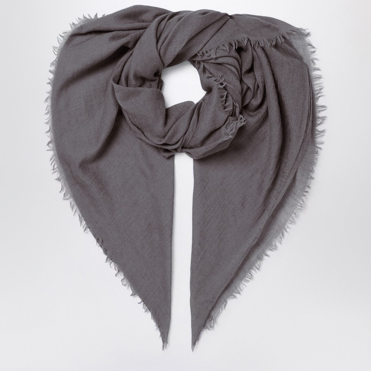 Destin Mud-coloured wool-silk blend scarf Destin