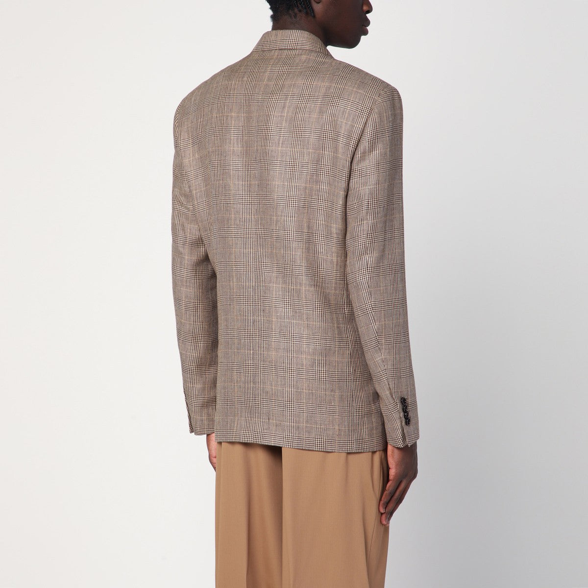 Lardini Brown double-breasted jacket in Prince of Wales pattern Lardini