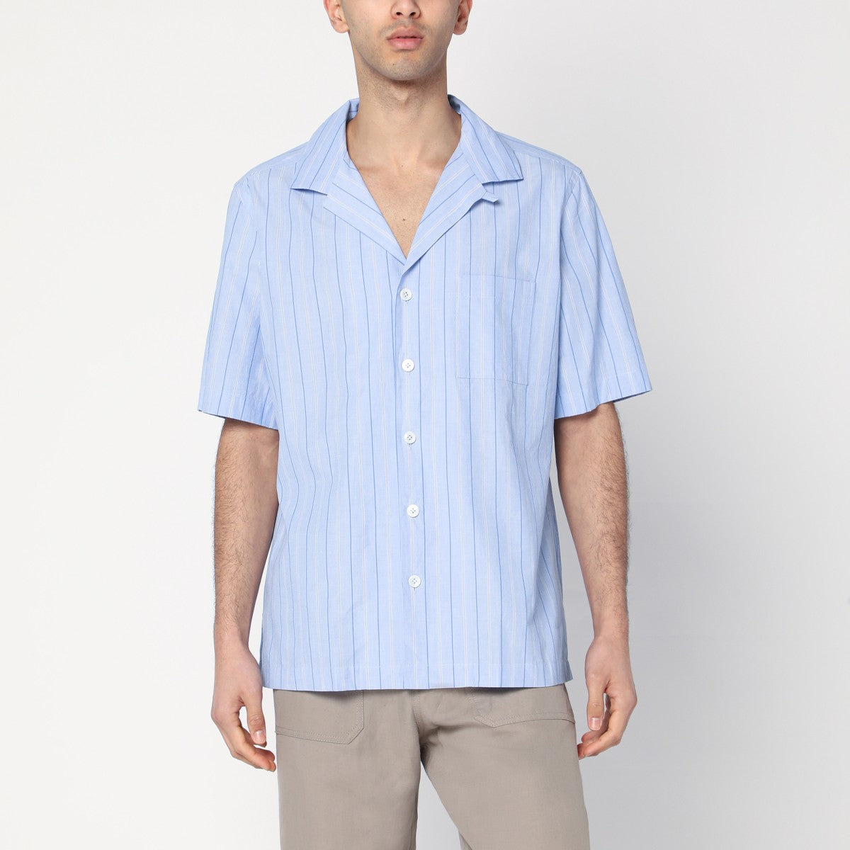 Lardini Bowling-style light blue shirt in cotton