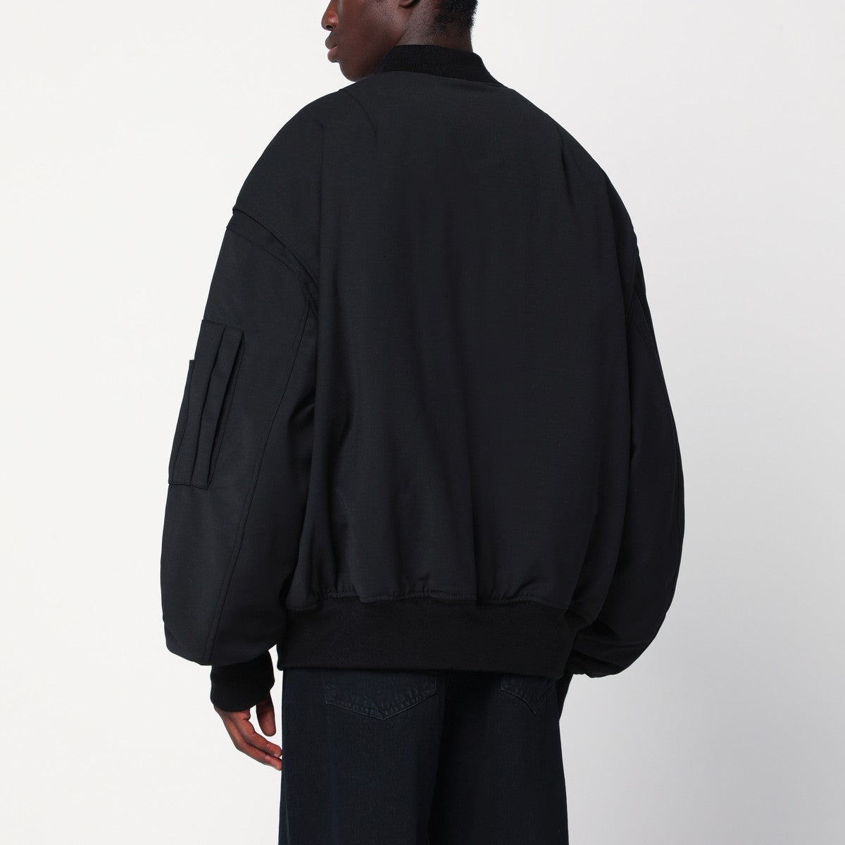 Entire Studios Black zip-up bomber jacket in wool blend Entire Studios