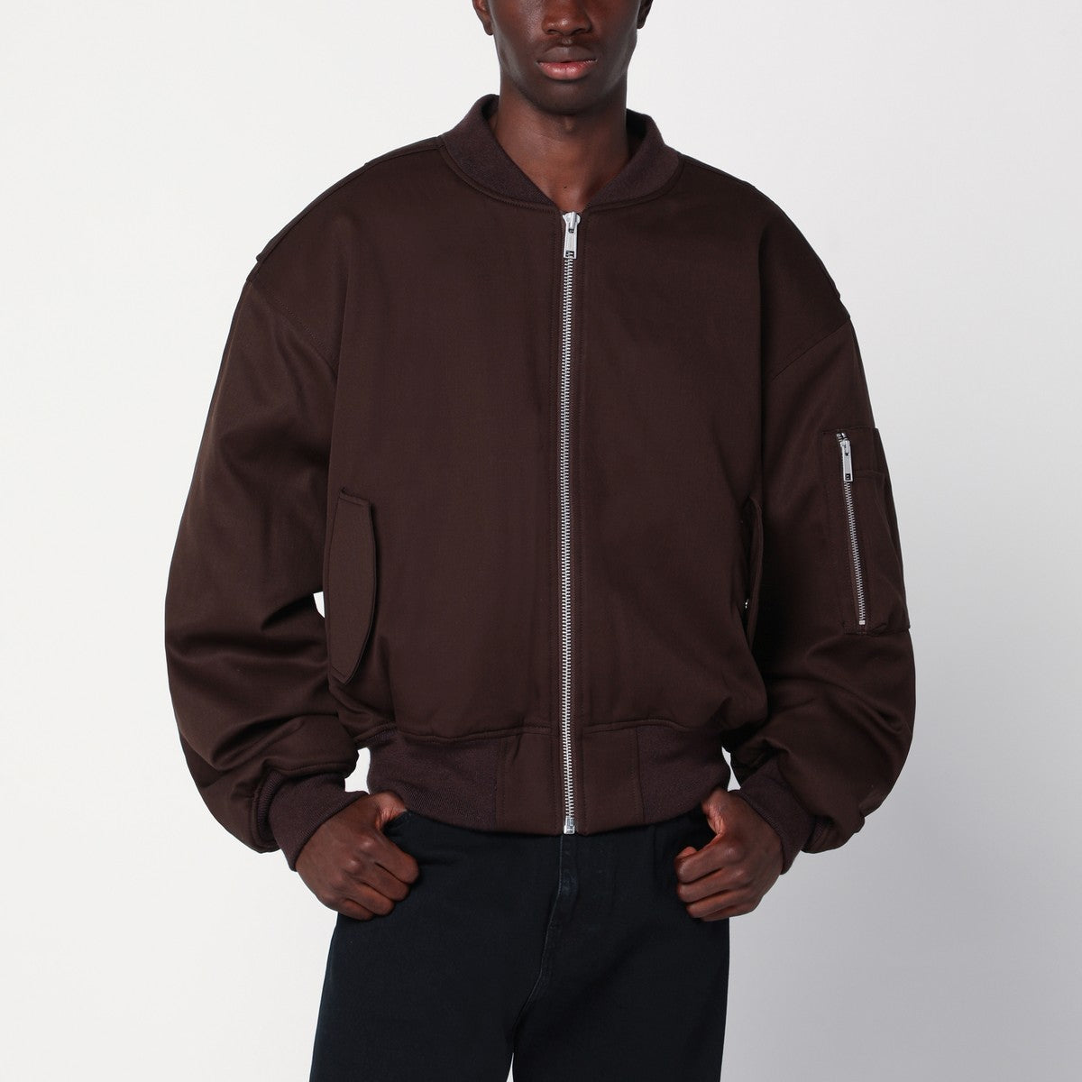 Entire Studios Dark brown zip-up bomber jacket in wool Entire Studios