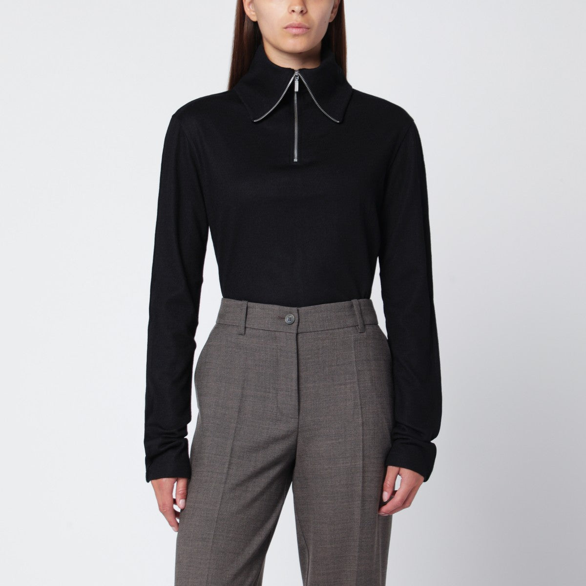 Entire Studios Black wool zip-collar top Entire Studios