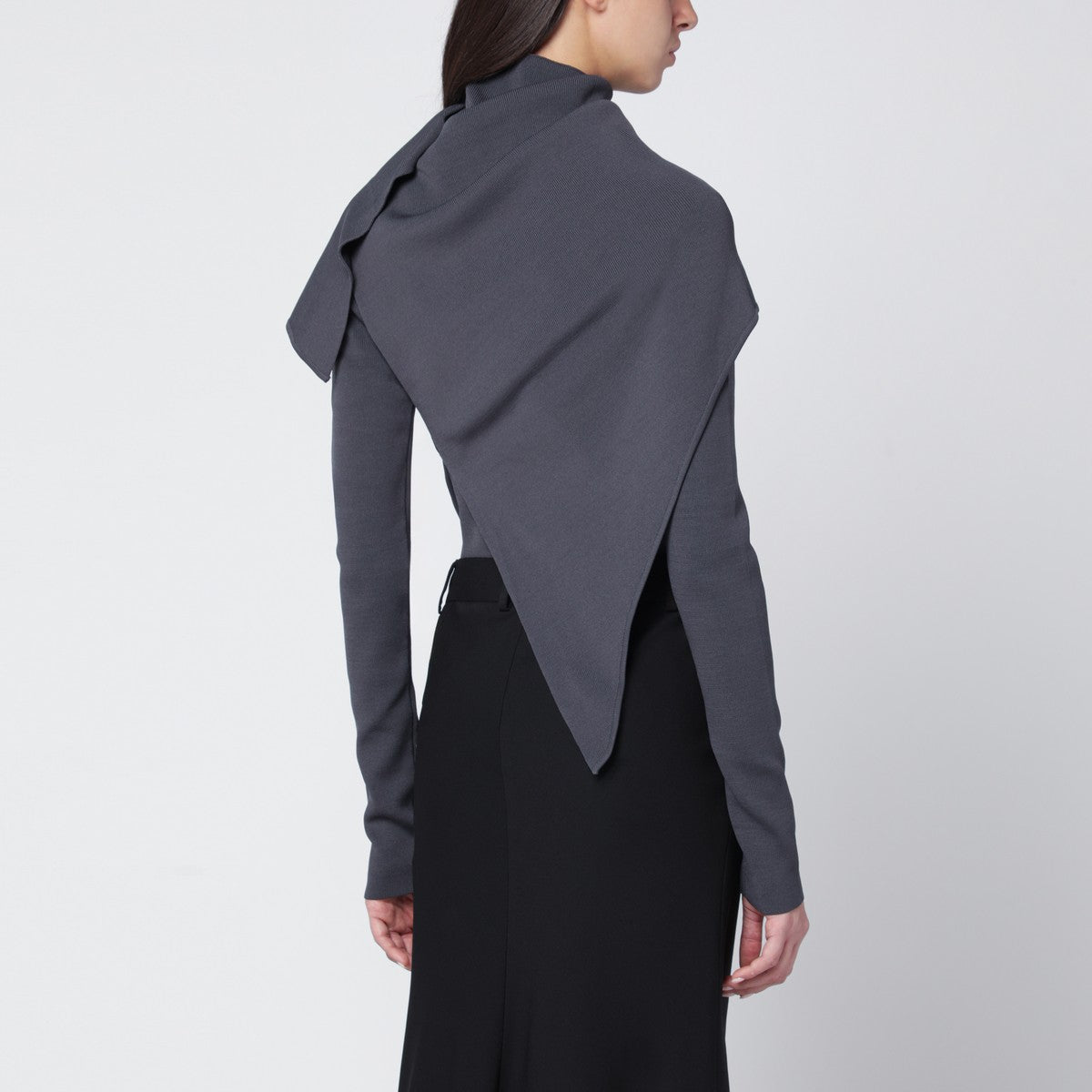 Entire Studios Grey turtleneck sweater with cape detail Entire Studios