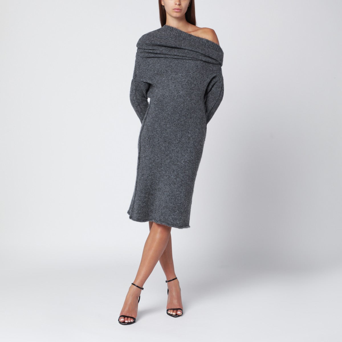 Entire Studios Smoke grey wool-blend one-shoulder dress Entire Studios