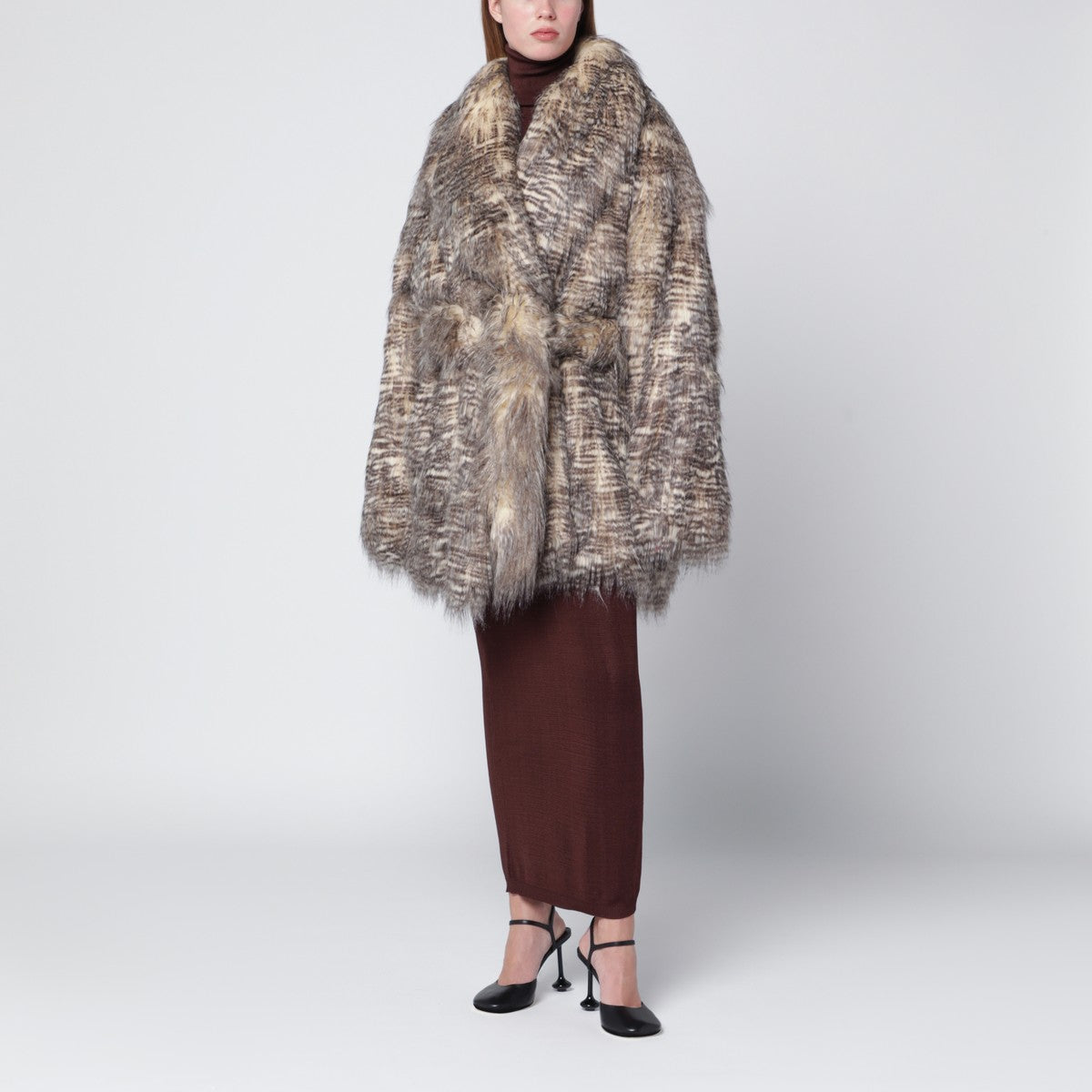 Entire Studios Juno faux fur coat with belt Entire Studios