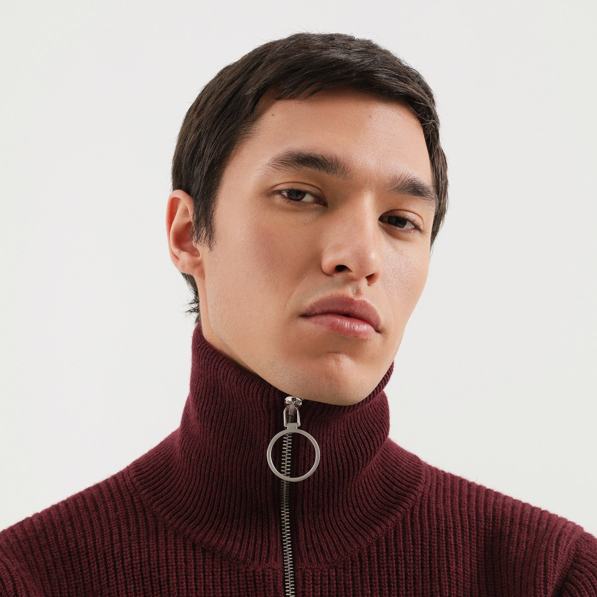 1989 STUDIO Burgundy zip turtleneck sweater 1989 STUDIO