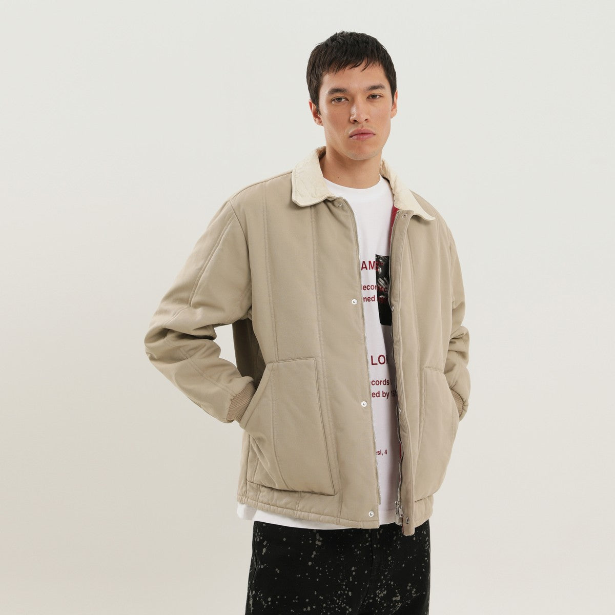 1989 STUDIO Beige padded canvas jacket 1989 STUDIO