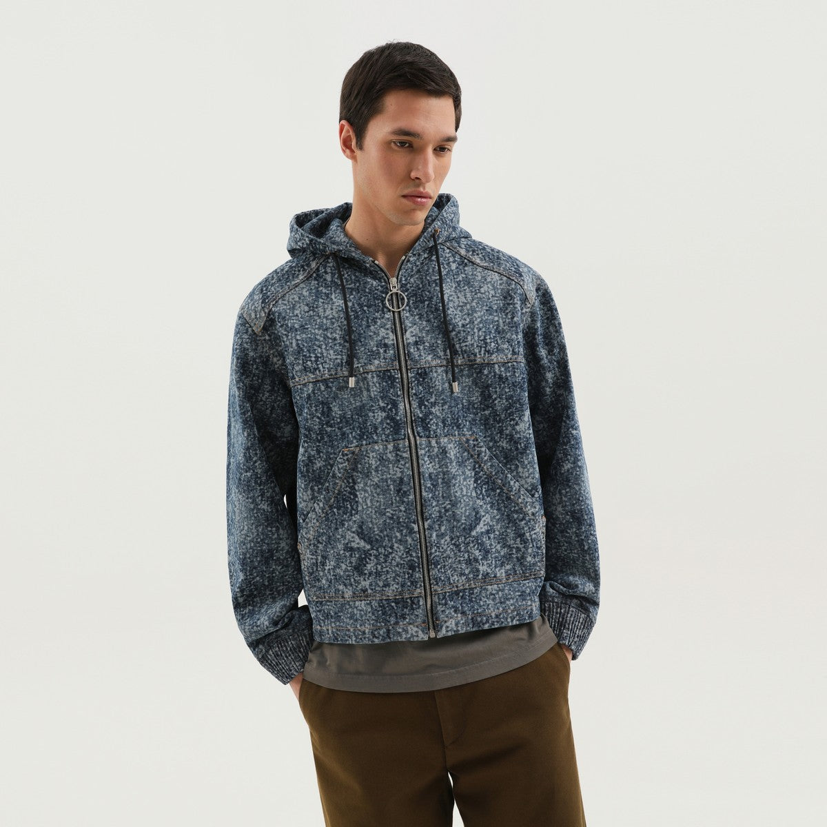 1989 STUDIO Denim marbled zip hoodie 1989 STUDIO