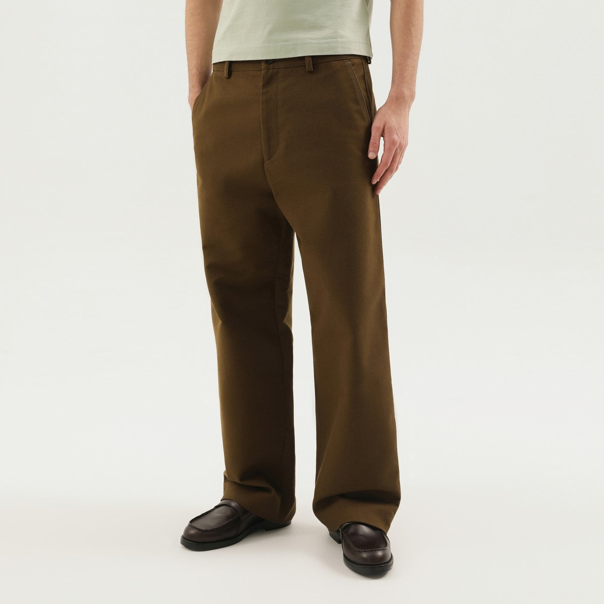 1989 STUDIO Olive green straight leg cotton pants 1989 STUDIO