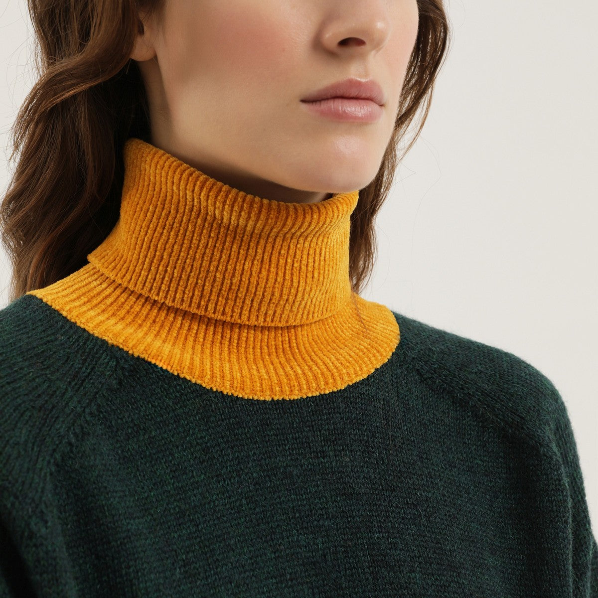1989 STUDIO Green and yellow turtleneck sweater 1989 STUDIO