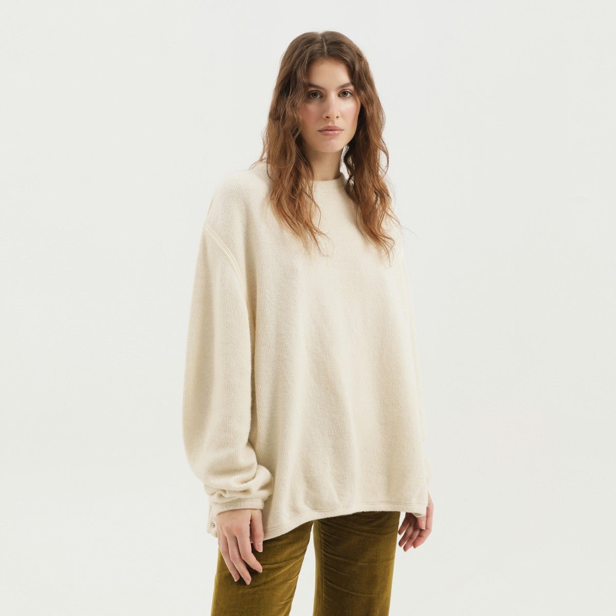 1989 STUDIO White ribbed sweater with slits 1989 STUDIO