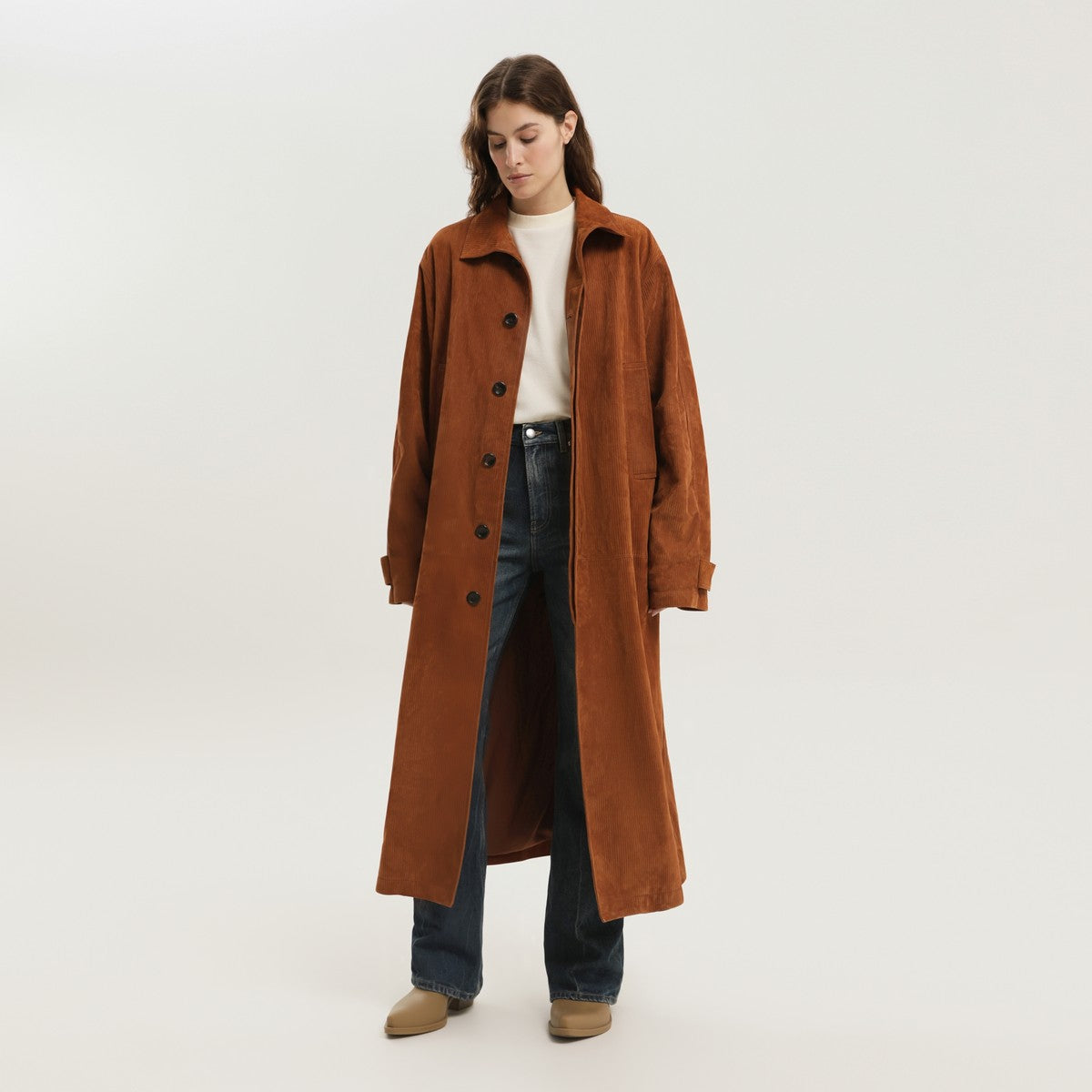 1989 STUDIO Brown corduroy leather Mackintosh coat 1989 STUDIO