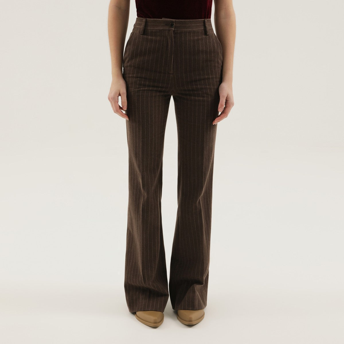 1989 STUDIO Brown striped flared pants 1989 STUDIO
