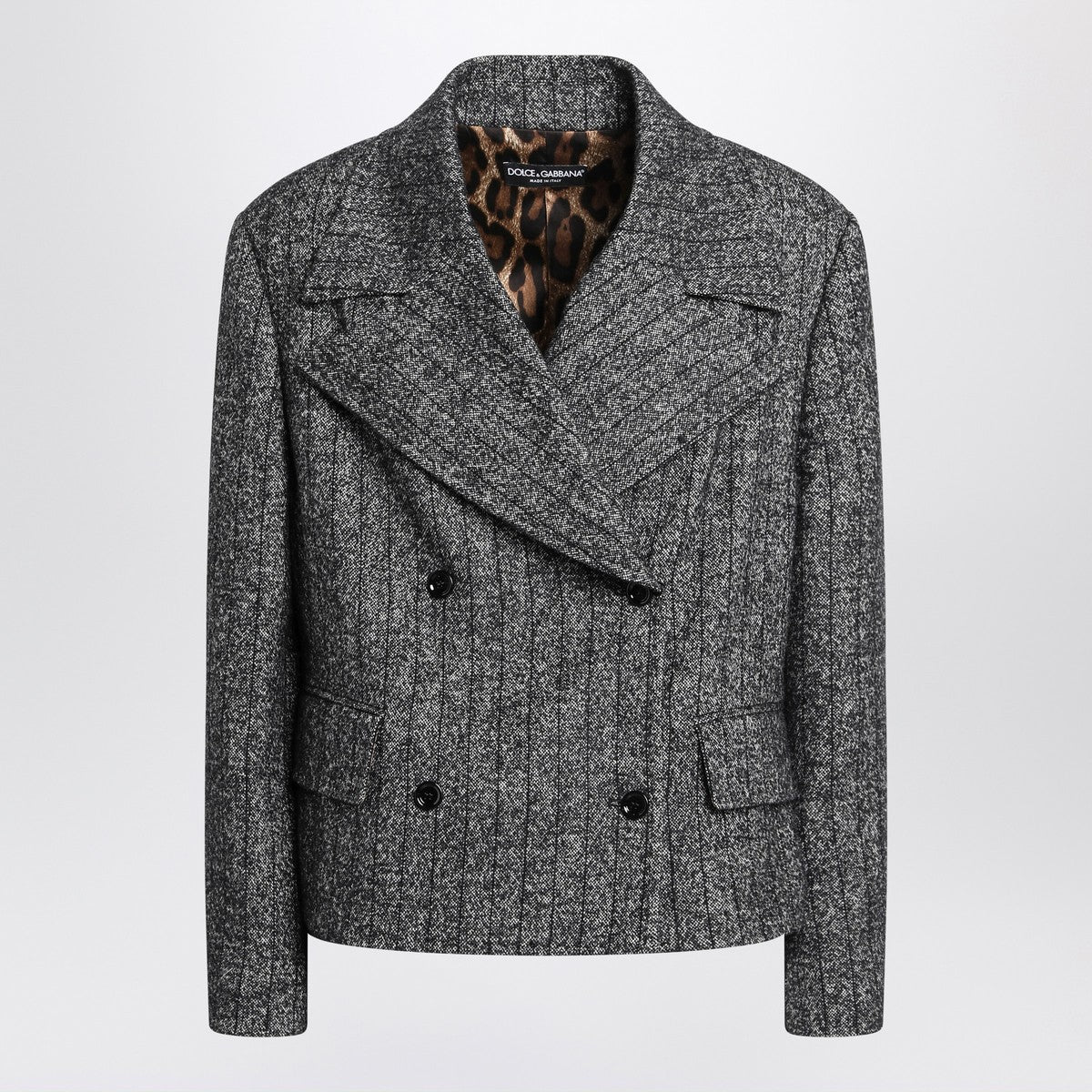 Dolce & Gabbana Dolce&Gabbana Dark grey short oversized striped jacket Dolce & Gabbana