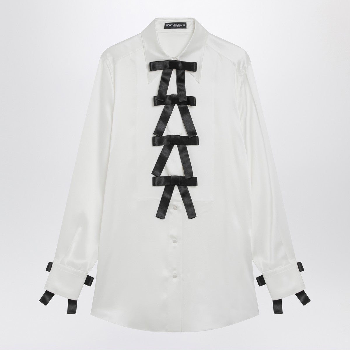 Dolce & Gabbana Dolce&Gabbana White silk shirt with bows Dolce & Gabbana